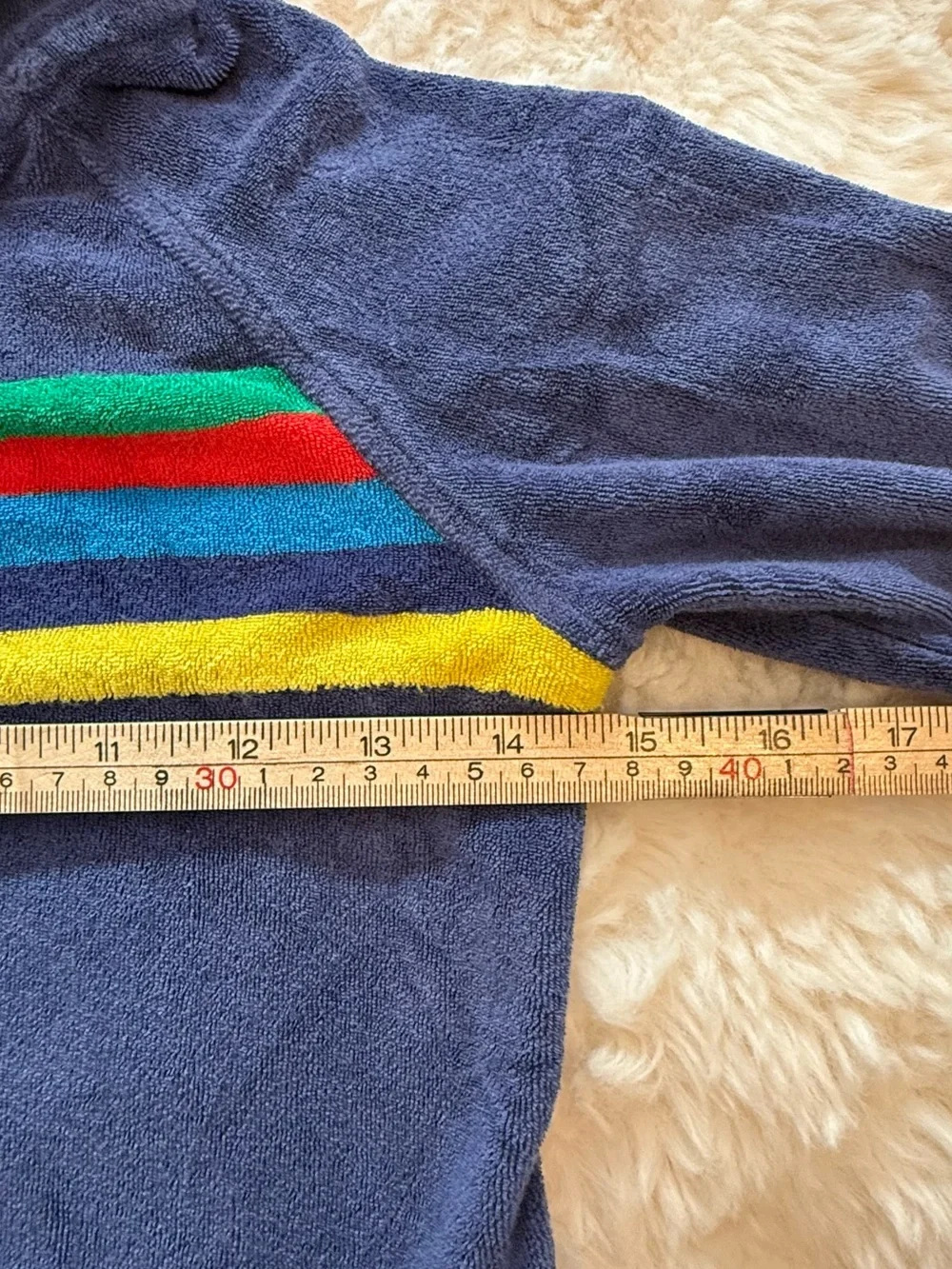 Mini Boden Navy Hooded Zip-Up Jacket with Color Stripes - Kids Sz 7/8